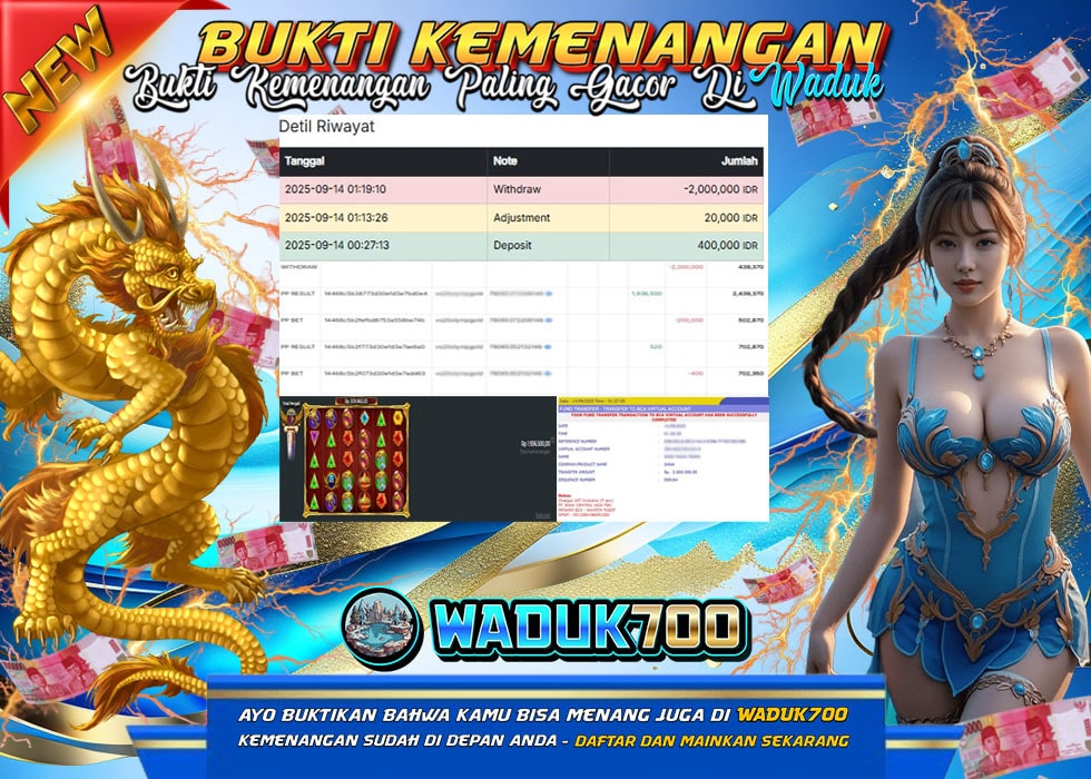 BUKTI JP WADUK700BUKTI JACKPOT SLOT GATES OF OLYMPUS TERPERCAYA DI INDONESIA TGL 14-09-2025